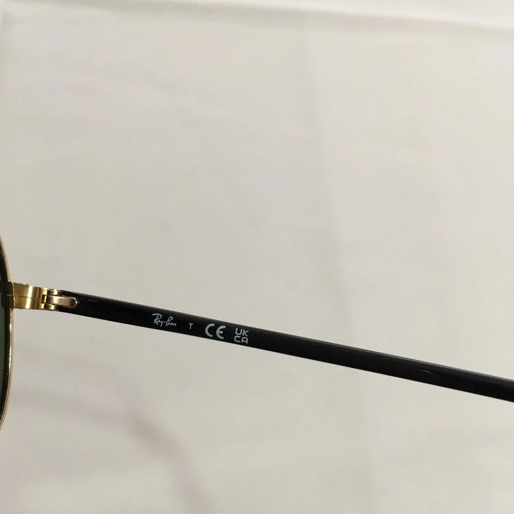 Ray-Ban Sunglasses Mens Large Black Gold Square Double Bridge Aviator